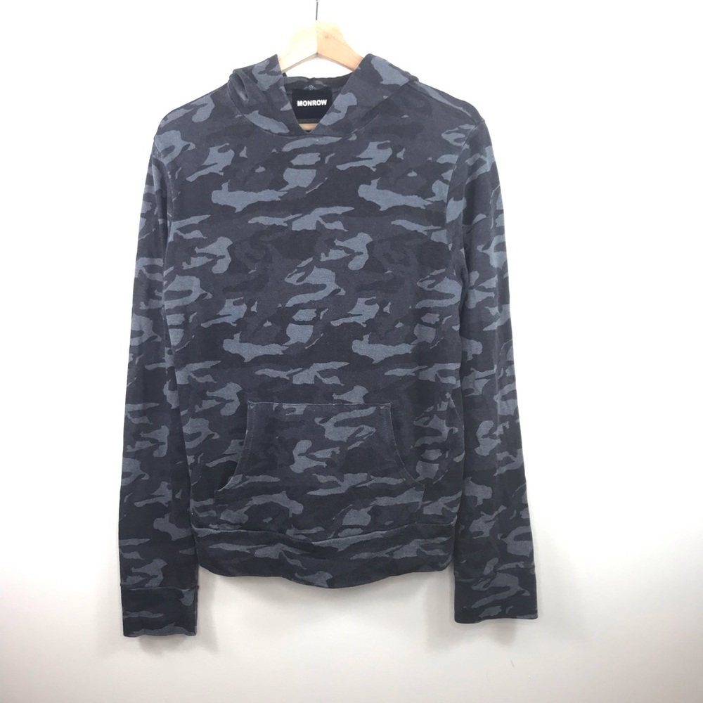 Monrow Camo Long Sleeve Pullover Hoodie